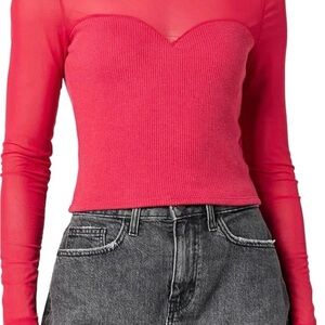 The Drop Martina Elegant Red Long Sleeve Women's Top